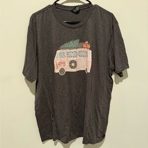 District Charcoal Tee with Festive Van Design